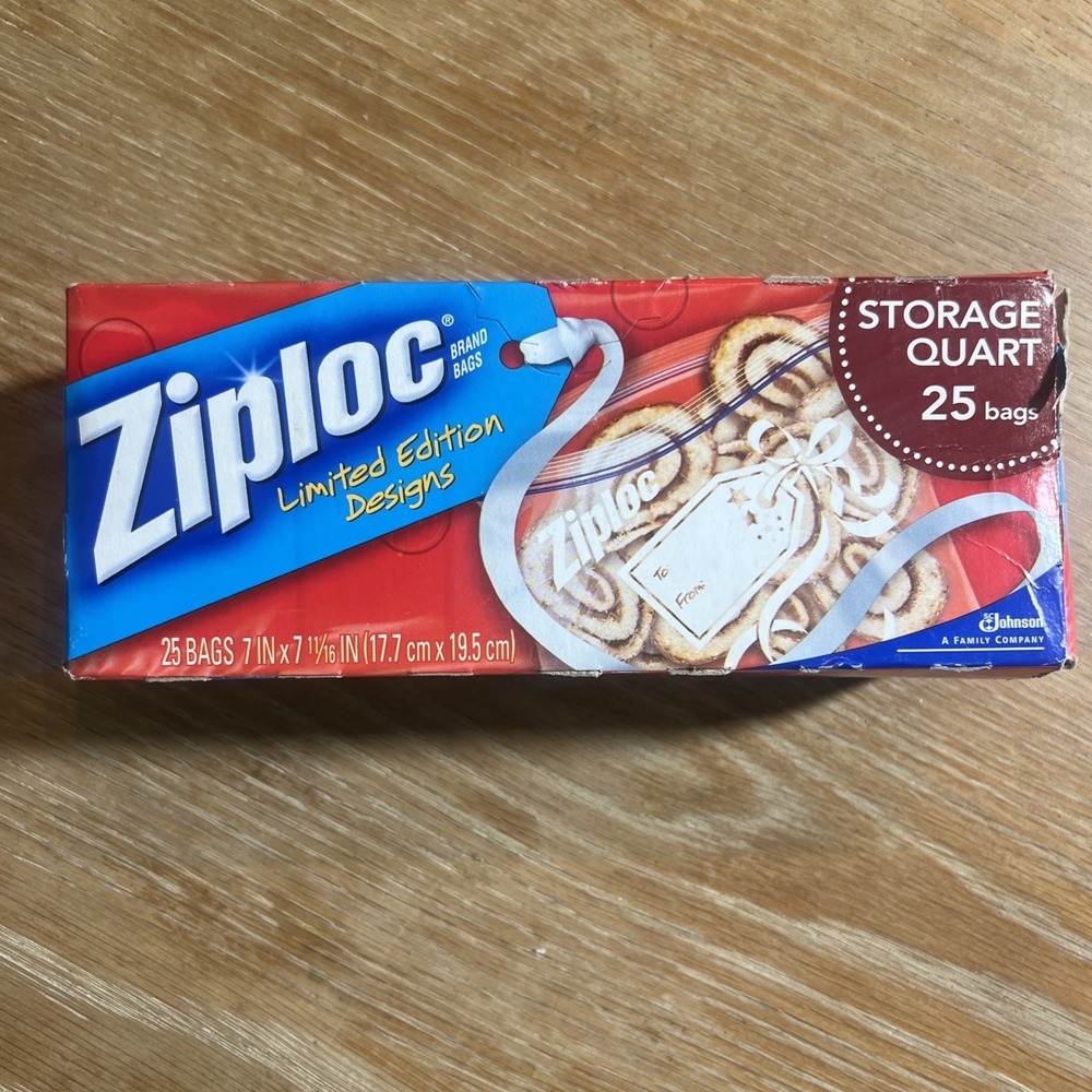 Ziploc Quart Seal Top Storage Bags Ltd Edition Gift Tag Holiday 25/Box 2010